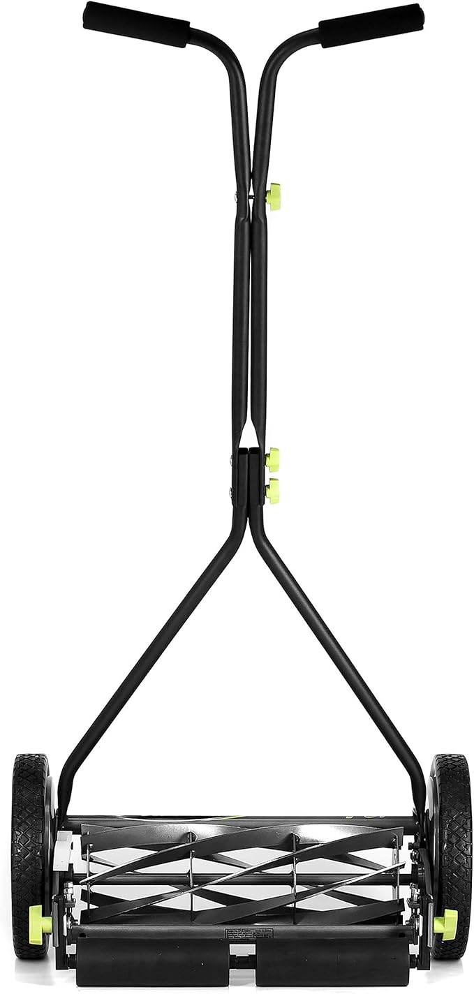 ULM Center ProCut 16” Manual Reel Lawn Mower – 7 Precision Blade Push Mower for Small to Medium Lawns, Lightweight Eco - Friendly Grass Cutter - Decindoor